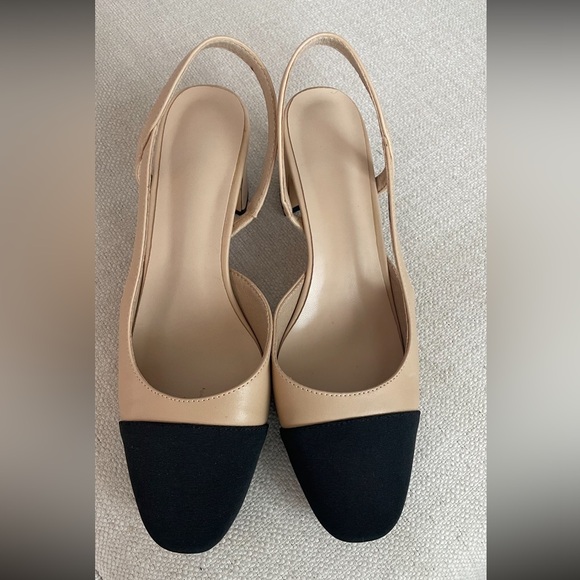 Chanell inspired Elegant Black and Tan Women's Slingback Shoes - Picture 1 of 3